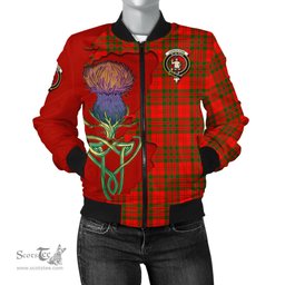 Scottish Livingston Modern Tartan Family Crest with Thistle and Scotland Map Tartan Plaid Bomber Jacket Scottish Plaid Tartan Plaid - ScotsTee - scotstee.com