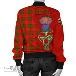 Scottish Livingston Modern Tartan Family Crest with Thistle and Scotland Map Tartan Plaid Bomber Jacket Scottish Plaid Tartan Plaid - ScotsTee - scotstee.com