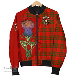 Scottish Livingston Modern Tartan Family Crest with Thistle and Scotland Map Tartan Plaid Bomber Jacket Scottish Plaid Tartan Plaid - ScotsTee - scotstee.com