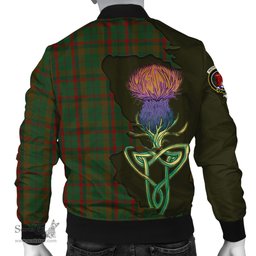 Scottish Macnaughton Hunting Tartan Family Crest with Thistle and Scotland Map Tartan Plaid Bomber Jacket Scottish Plaid Tartan Plaid - ScotsTee - scotstee.com