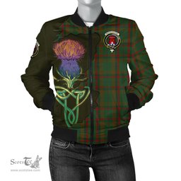 Scottish Macnaughton Hunting Tartan Family Crest with Thistle and Scotland Map Tartan Plaid Bomber Jacket Scottish Plaid Tartan Plaid - ScotsTee - scotstee.com