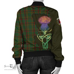 Scottish Macnaughton Hunting Tartan Family Crest with Thistle and Scotland Map Tartan Plaid Bomber Jacket Scottish Plaid Tartan Plaid - ScotsTee - scotstee.com