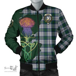 Scottish Lindsay Dress Tartan Family Crest with Thistle and Scotland Map Tartan Plaid Bomber Jacket Scottish Plaid Tartan Plaid - ScotsTee - scotstee.com