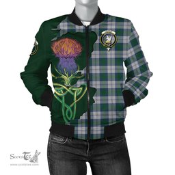 Scottish Lindsay Dress Tartan Family Crest with Thistle and Scotland Map Tartan Plaid Bomber Jacket Scottish Plaid Tartan Plaid - ScotsTee - scotstee.com