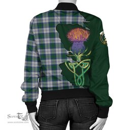 Scottish Lindsay Dress Tartan Family Crest with Thistle and Scotland Map Tartan Plaid Bomber Jacket Scottish Plaid Tartan Plaid - ScotsTee - scotstee.com