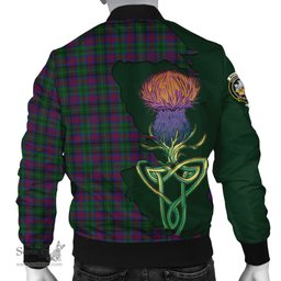 Scottish MacLachlan Hunting Tartan Family Crest with Thistle and Scotland Map Tartan Plaid Bomber Jacket Scottish Plaid Tartan Plaid - ScotsTee - scotstee.com