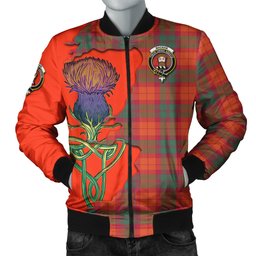Scottish MacNab Ancient Tartan Family Crest with Thistle and Scotland Map Tartan Plaid Bomber Jacket Scottish Plaid Tartan Plaid - ScotsTee - scotstee.com