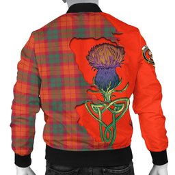 Scottish MacNab Ancient Tartan Family Crest with Thistle and Scotland Map Tartan Plaid Bomber Jacket Scottish Plaid Tartan Plaid - ScotsTee - scotstee.com