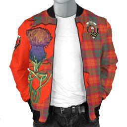 Scottish MacNab Ancient Tartan Family Crest with Thistle and Scotland Map Tartan Plaid Bomber Jacket Scottish Plaid Tartan Plaid - ScotsTee - scotstee.com