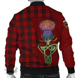 Scottish MacLeod of Raasay Highland Tartan Family Crest with Thistle and Scotland Map Tartan Plaid Bomber Jacket Scottish Plaid Tartan Plaid - ScotsTee - scotstee.com