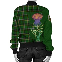 Scottish MacAlpin Modern Tartan Family Crest with Thistle and Scotland Map Tartan Plaid Bomber Jacket Scottish Plaid Tartan Plaid - ScotsTee - scotstee.com