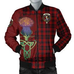 Scottish Murray of Ochtertyre Tartan Family Crest with Thistle and Scotland Map Tartan Plaid Bomber Jacket Scottish Plaid Tartan Plaid - ScotsTee - scotstee.com