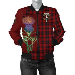 Scottish Murray of Ochtertyre Tartan Family Crest with Thistle and Scotland Map Tartan Plaid Bomber Jacket Scottish Plaid Tartan Plaid - ScotsTee - scotstee.com