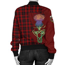 Scottish Murray of Ochtertyre Tartan Family Crest with Thistle and Scotland Map Tartan Plaid Bomber Jacket Scottish Plaid Tartan Plaid - ScotsTee - scotstee.com
