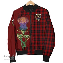 Scottish Murray of Ochtertyre Tartan Family Crest with Thistle and Scotland Map Tartan Plaid Bomber Jacket Scottish Plaid Tartan Plaid - ScotsTee - scotstee.com