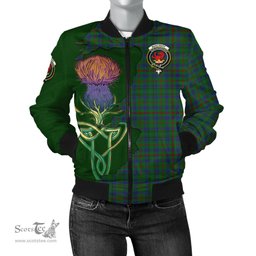 Scottish Moncrieff of Atholl Tartan Family Crest with Thistle and Scotland Map Tartan Plaid Bomber Jacket Scottish Plaid Tartan Plaid - ScotsTee - scotstee.com