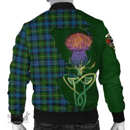 Scottish MacLeod of Skye Tartan Family Crest with Thistle and Scotland Map Tartan Plaid Bomber Jacket Scottish Plaid Tartan Plaid - ScotsTee - scotstee.com