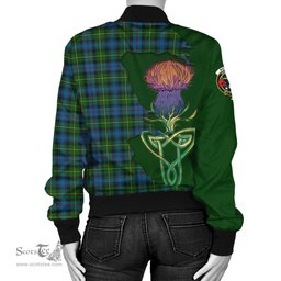 Scottish MacLeod of Skye Tartan Family Crest with Thistle and Scotland Map Tartan Plaid Bomber Jacket Scottish Plaid Tartan Plaid - ScotsTee - scotstee.com
