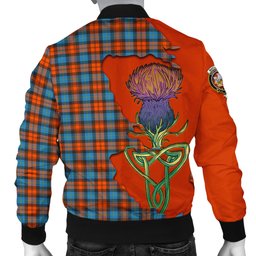 Scottish MacLachlan Ancient Tartan Family Crest with Thistle and Scotland Map Tartan Plaid Bomber Jacket Scottish Plaid Tartan Plaid - ScotsTee - scotstee.com
