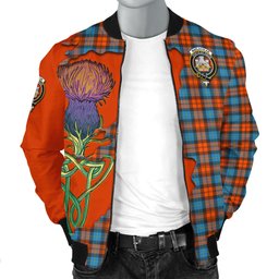Scottish MacLachlan Ancient Tartan Family Crest with Thistle and Scotland Map Tartan Plaid Bomber Jacket Scottish Plaid Tartan Plaid - ScotsTee - scotstee.com