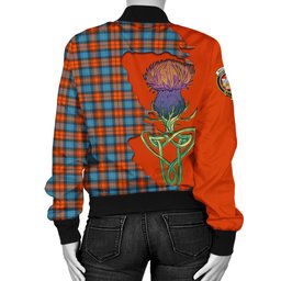 Scottish MacLachlan Ancient Tartan Family Crest with Thistle and Scotland Map Tartan Plaid Bomber Jacket Scottish Plaid Tartan Plaid - ScotsTee - scotstee.com