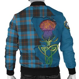 Scottish Horsburgh Tartan Family Crest with Thistle and Scotland Map Tartan Plaid Bomber Jacket Scottish Plaid Tartan Plaid - ScotsTee - scotstee.com