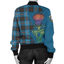 Scottish Horsburgh Tartan Family Crest with Thistle and Scotland Map Tartan Plaid Bomber Jacket Scottish Plaid Tartan Plaid - ScotsTee - scotstee.com