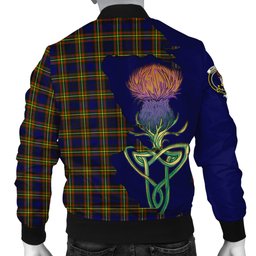Scottish MacLellan Modern Tartan Family Crest with Thistle and Scotland Map Tartan Plaid Bomber Jacket Scottish Plaid Tartan Plaid - ScotsTee - scotstee.com