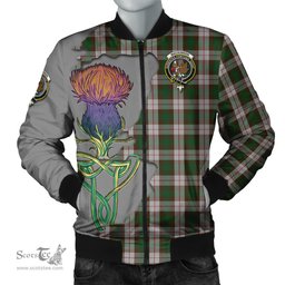Scottish MacKinnon Dress Tartan Family Crest with Thistle and Scotland Map Tartan Plaid Bomber Jacket Scottish Plaid Tartan Plaid - ScotsTee - scotstee.com