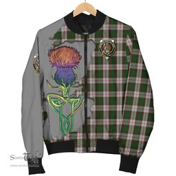 Scottish MacKinnon Dress Tartan Family Crest with Thistle and Scotland Map Tartan Plaid Bomber Jacket Scottish Plaid Tartan Plaid - ScotsTee - scotstee.com