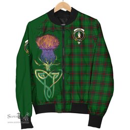 Scottish Logie Tartan Family Crest with Thistle and Scotland Map Tartan Plaid Bomber Jacket Scottish Plaid Tartan Plaid - ScotsTee - scotstee.com