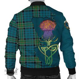 Scottish Kirkpatrick Tartan Family Crest with Thistle and Scotland Map Tartan Plaid Bomber Jacket Scottish Plaid Tartan Plaid - ScotsTee - scotstee.com