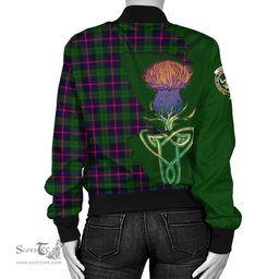 Scottish Urquhart Modern Tartan Family Crest with Thistle and Scotland Map Tartan Plaid Bomber Jacket Scottish Plaid Tartan Plaid - ScotsTee - scotstee.com