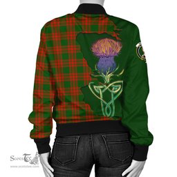 Scottish Menzies Green Modern Tartan Family Crest with Thistle and Scotland Map Tartan Plaid Bomber Jacket Scottish Plaid Tartan Plaid - ScotsTee - scotstee.com