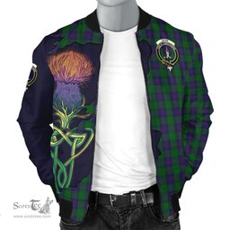 Scottish Shaw Tartan Family Crest with Thistle and Scotland Map Tartan Plaid Bomber Jacket Scottish Plaid Tartan Plaid - ScotsTee - scotstee.com