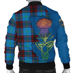 Scottish Wedderburn Tartan Family Crest with Thistle and Scotland Map Tartan Plaid Bomber Jacket Scottish Plaid Tartan Plaid - ScotsTee - scotstee.com
