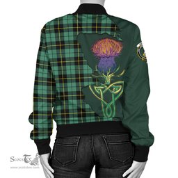 Scottish Wallace Hunting Ancient Tartan Family Crest with Thistle and Scotland Map Tartan Plaid Bomber Jacket Scottish Plaid Tartan Plaid - ScotsTee - scotstee.com