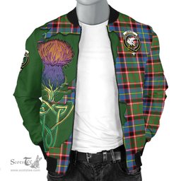 Scottish Norvel Tartan Family Crest with Thistle and Scotland Map Tartan Plaid Bomber Jacket Scottish Plaid Tartan Plaid - ScotsTee - scotstee.com