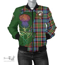 Scottish Norvel Tartan Family Crest with Thistle and Scotland Map Tartan Plaid Bomber Jacket Scottish Plaid Tartan Plaid - ScotsTee - scotstee.com
