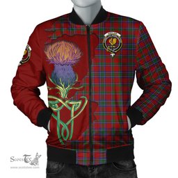 Scottish Sinclair Tartan Family Crest with Thistle and Scotland Map Tartan Plaid Bomber Jacket Scottish Plaid Tartan Plaid - ScotsTee - scotstee.com
