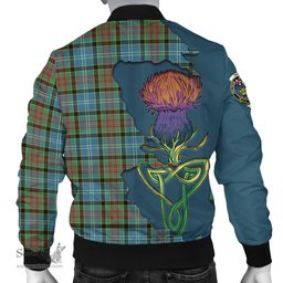 Scottish Paisley Tartan Family Crest with Thistle and Scotland Map Tartan Plaid Bomber Jacket Scottish Plaid Tartan Plaid - ScotsTee - scotstee.com