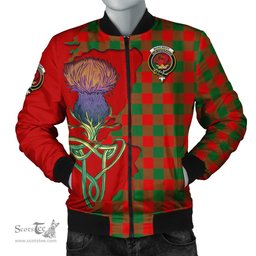 Scottish Moncrieff Modern Tartan Family Crest with Thistle and Scotland Map Tartan Plaid Bomber Jacket Scottish Plaid Tartan Plaid - ScotsTee - scotstee.com