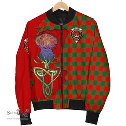 Scottish Moncrieff Modern Tartan Family Crest with Thistle and Scotland Map Tartan Plaid Bomber Jacket Scottish Plaid Tartan Plaid - ScotsTee - scotstee.com