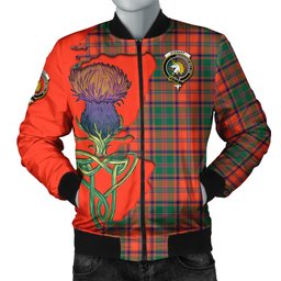 Scottish Stewart of Appin Ancient Tartan Family Crest with Thistle and Scotland Map Tartan Plaid Bomber Jacket Scottish Plaid Tartan Plaid - ScotsTee - scotstee.com