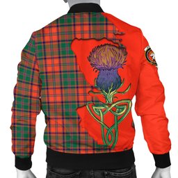Scottish Stewart of Appin Ancient Tartan Family Crest with Thistle and Scotland Map Tartan Plaid Bomber Jacket Scottish Plaid Tartan Plaid - ScotsTee - scotstee.com