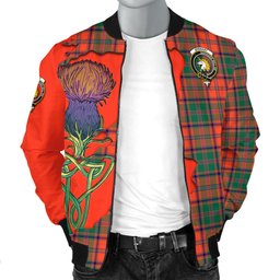 Scottish Stewart of Appin Ancient Tartan Family Crest with Thistle and Scotland Map Tartan Plaid Bomber Jacket Scottish Plaid Tartan Plaid - ScotsTee - scotstee.com