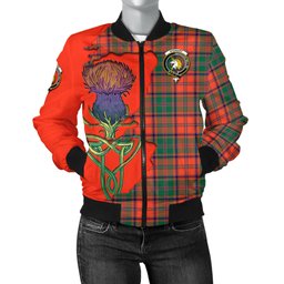 Scottish Stewart of Appin Ancient Tartan Family Crest with Thistle and Scotland Map Tartan Plaid Bomber Jacket Scottish Plaid Tartan Plaid - ScotsTee - scotstee.com