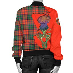 Scottish Stewart of Appin Ancient Tartan Family Crest with Thistle and Scotland Map Tartan Plaid Bomber Jacket Scottish Plaid Tartan Plaid - ScotsTee - scotstee.com