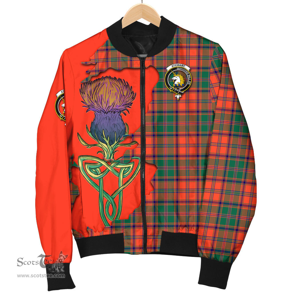 Scottish Stewart of Appin Ancient Tartan Family Crest with Thistle and Scotland Map Tartan Plaid Bomber Jacket Scottish Plaid Tartan Plaid - ScotsTee - scotstee.com