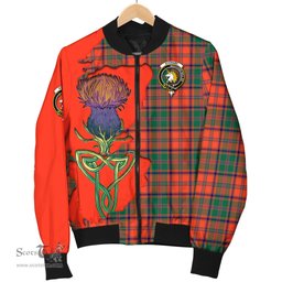 Scottish Stewart of Appin Ancient Tartan Family Crest with Thistle and Scotland Map Tartan Plaid Bomber Jacket Scottish Plaid Tartan Plaid - ScotsTee - scotstee.com